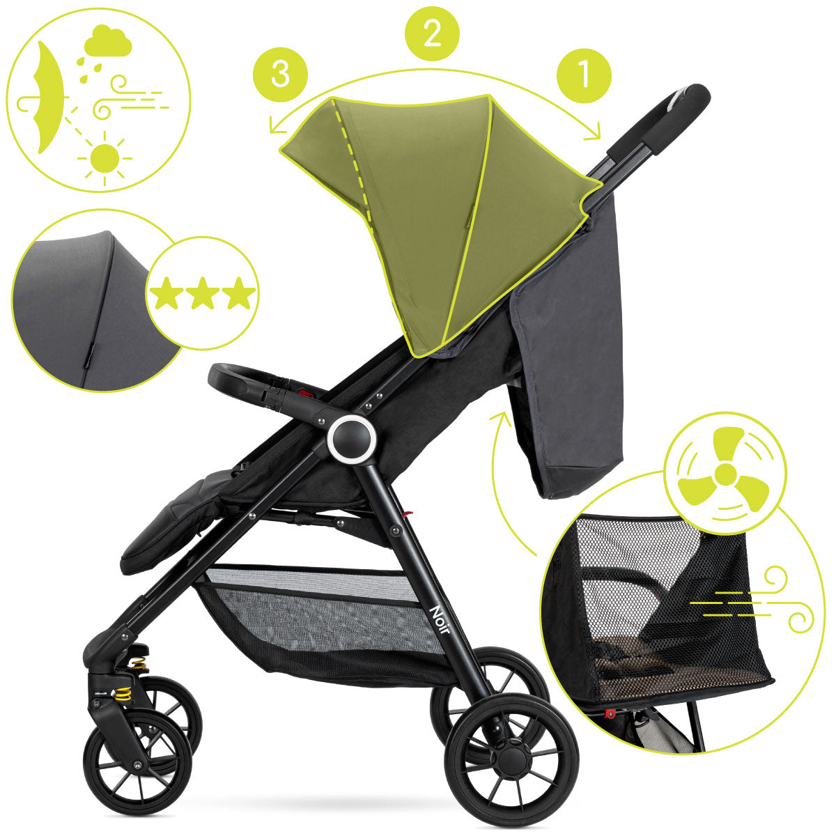 Lorelli Noir - wózek spacerowy do 22kg | Grey