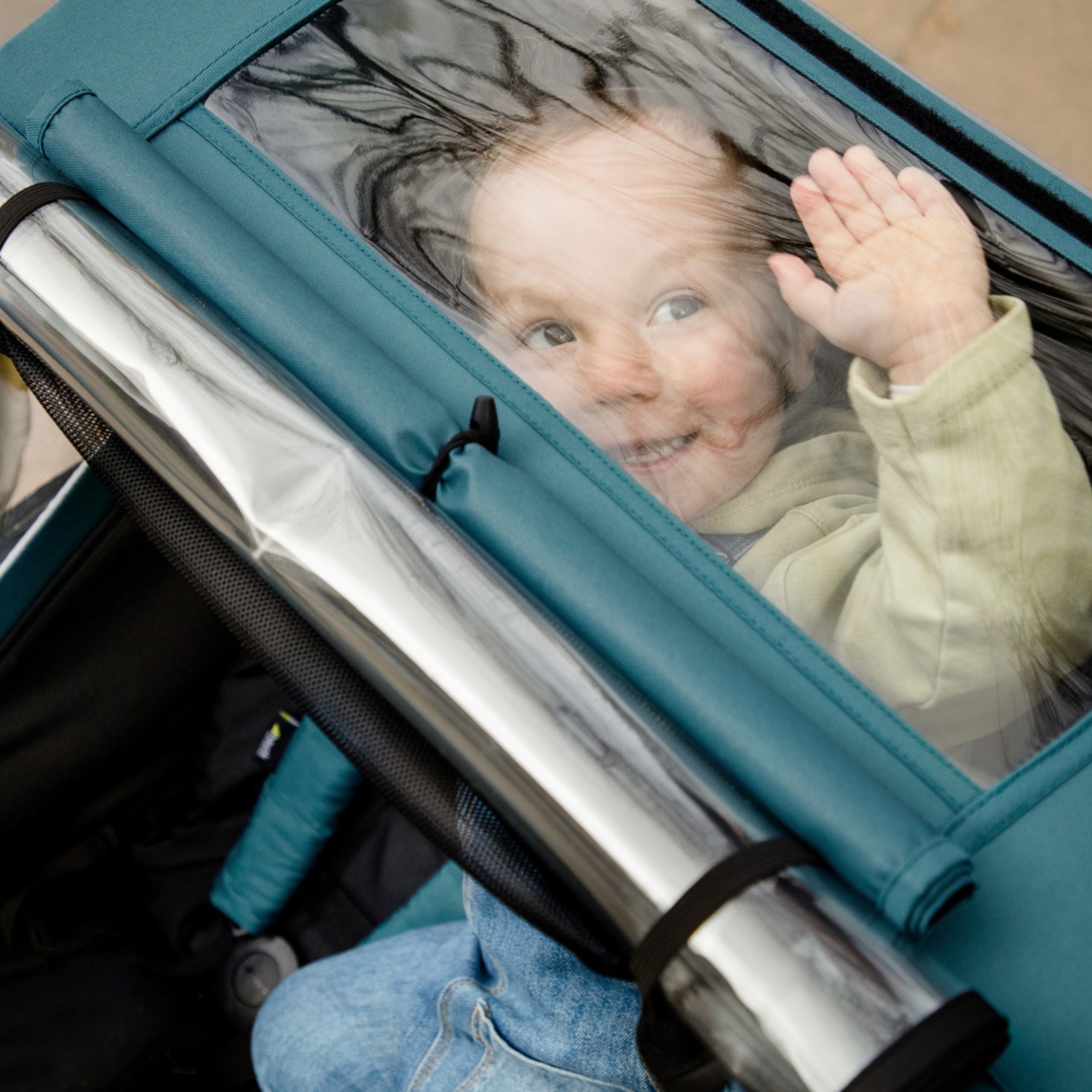 Hauck Dryk Duo - przyczepka rowerowa dwuosobowa | Ocean Green.