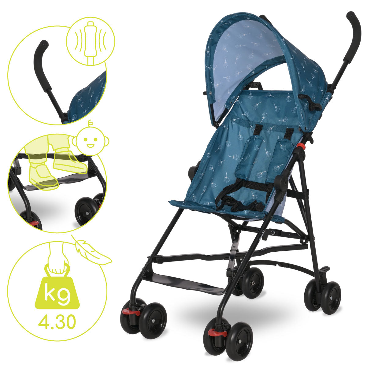 Lorelli Vaya - wózek spacerówka parasolka | Blue Tiles.