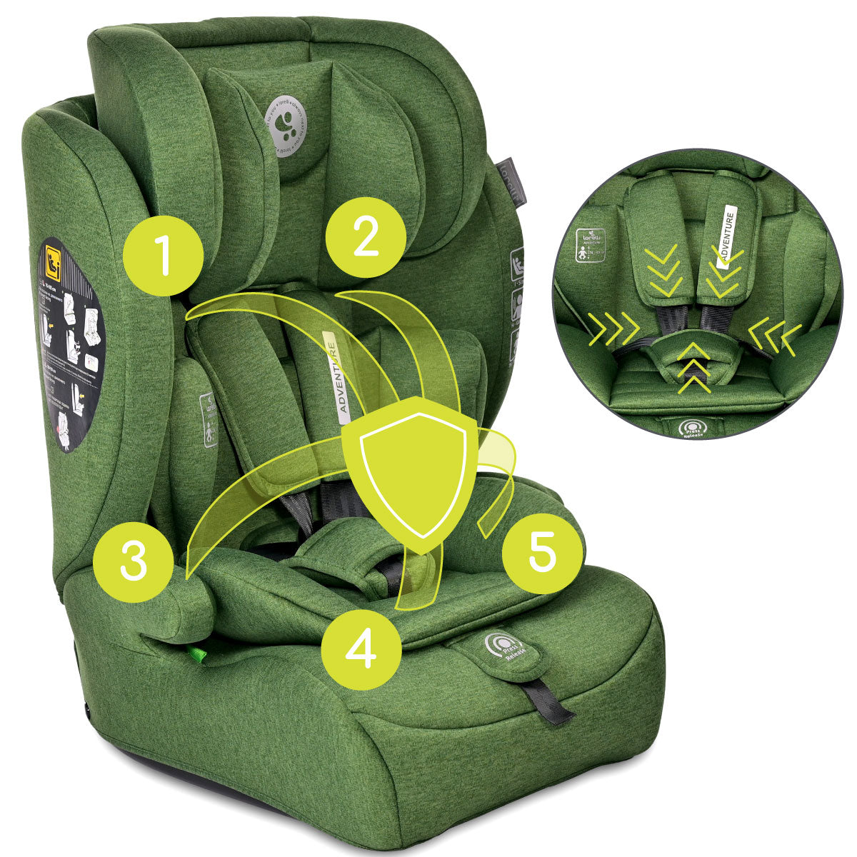 Lorelli Adventure - fotelik i-Size 76-150cm | Green.