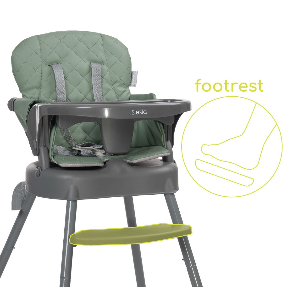 Lorelli Siesta - krzesełko do karmienia 3w1 | Green Leather.
