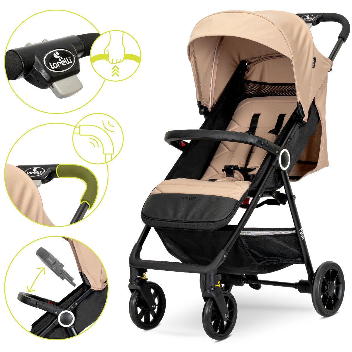 Lorelli Noir - wózek spacerowy do 22kg | Beige