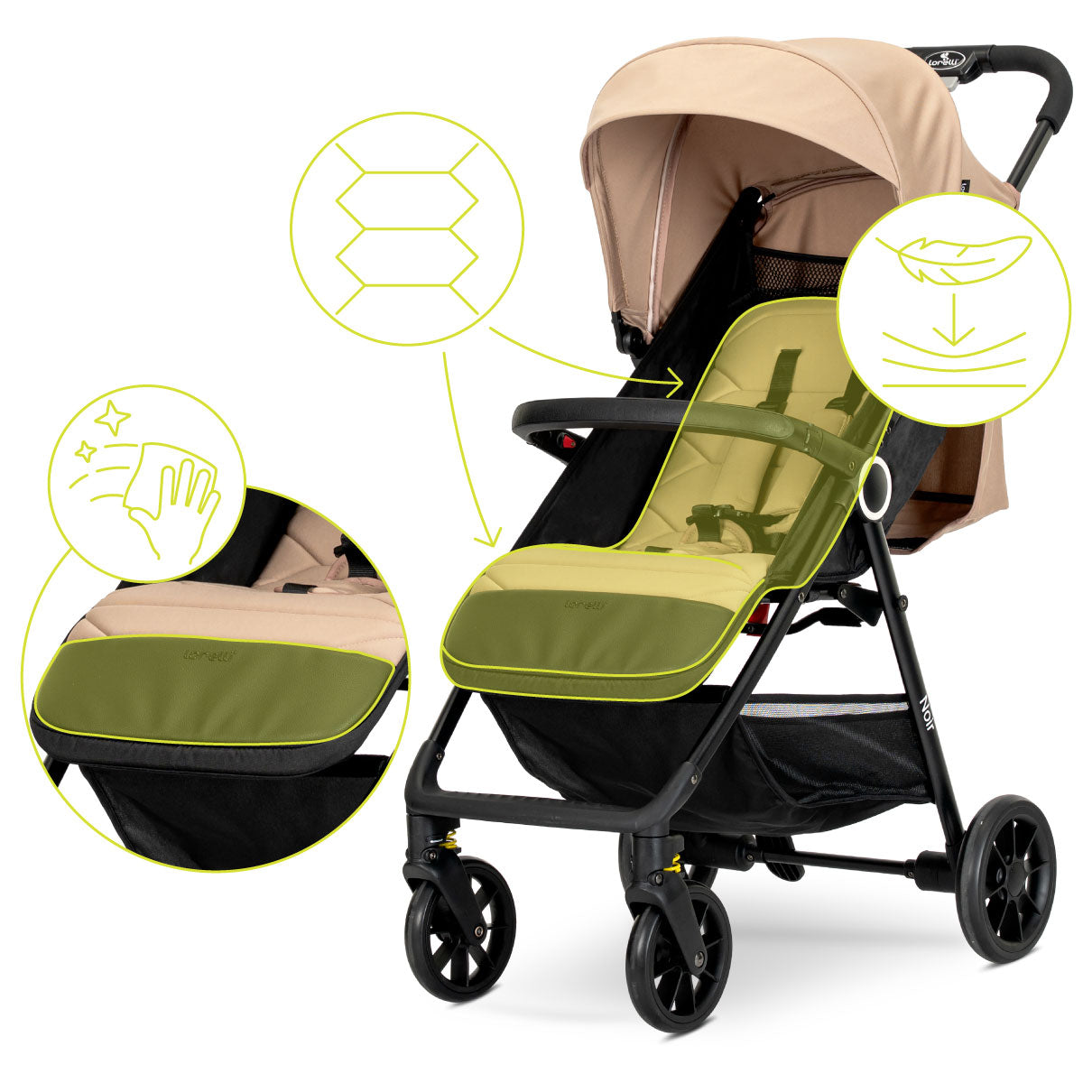 Lorelli Noir - wózek spacerowy do 22kg | Beige