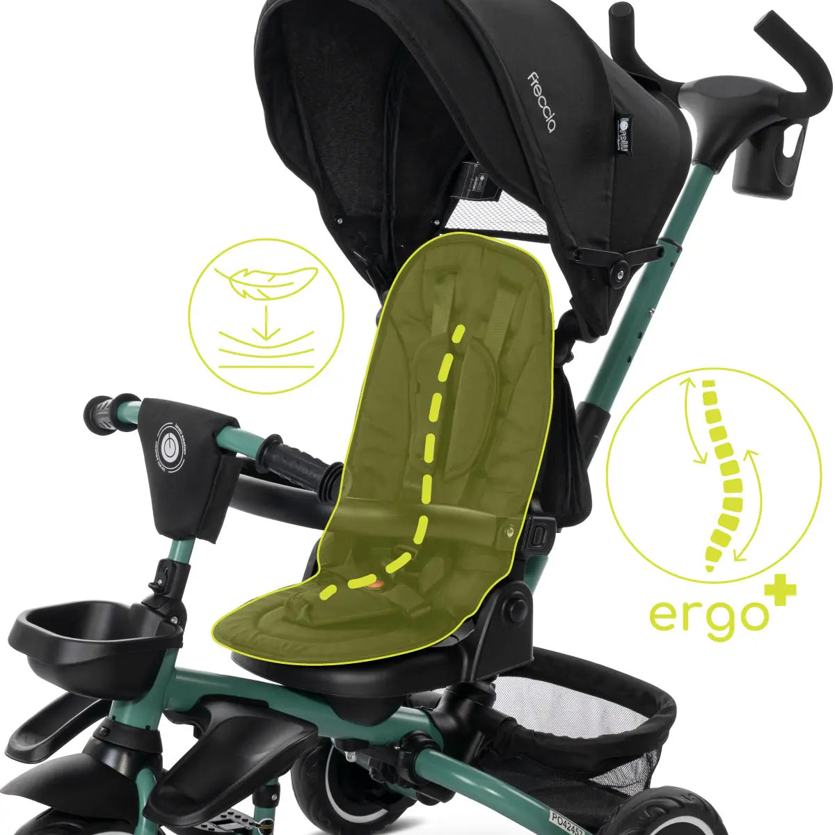 Lorelli Freccia - rowerek trójkołowy 5w1 pchacz składany z funkcją wolnego koła czarny.