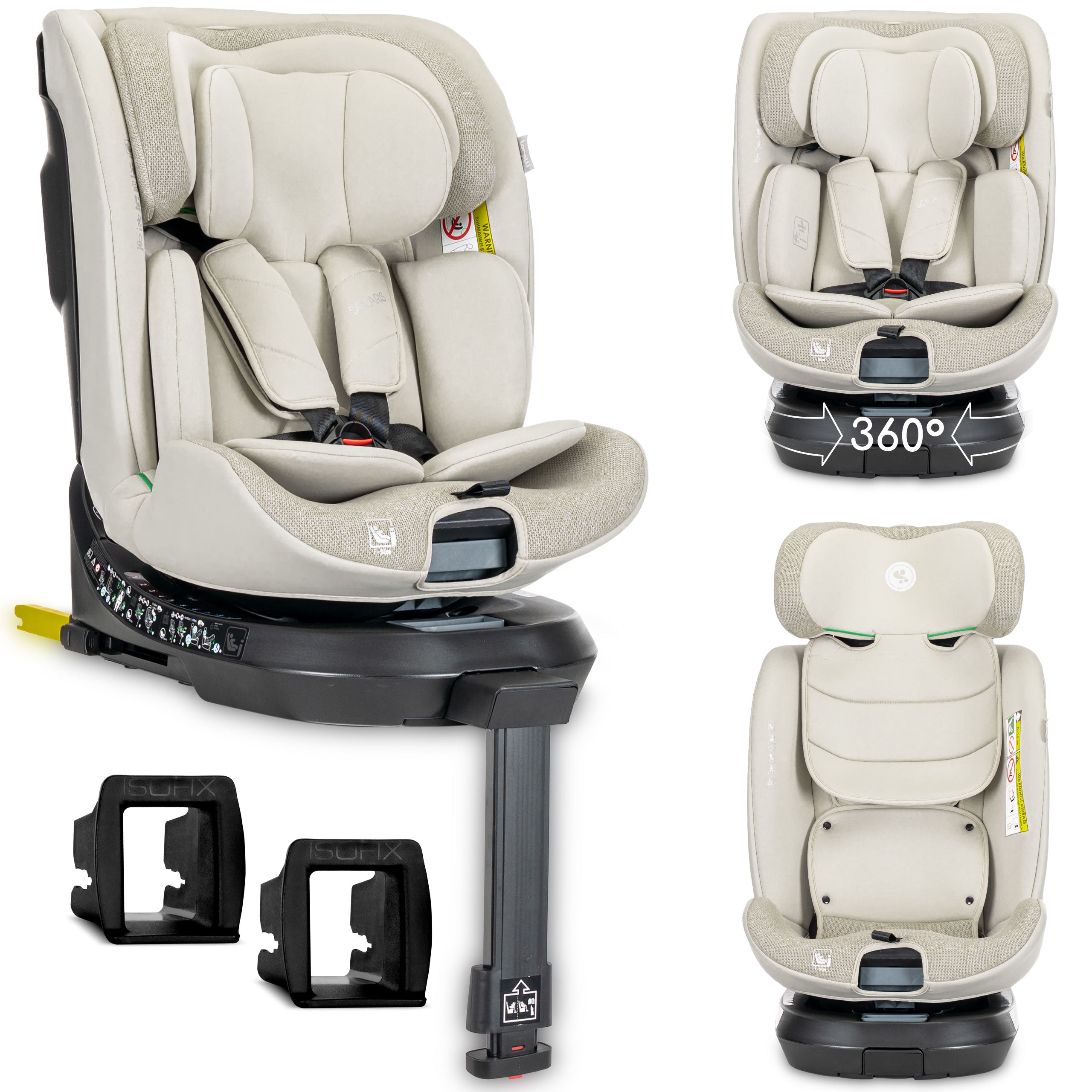 Lorelli Solaris - fotelik i-Size ISOFIX 40-150cm 360 SPS | Beige