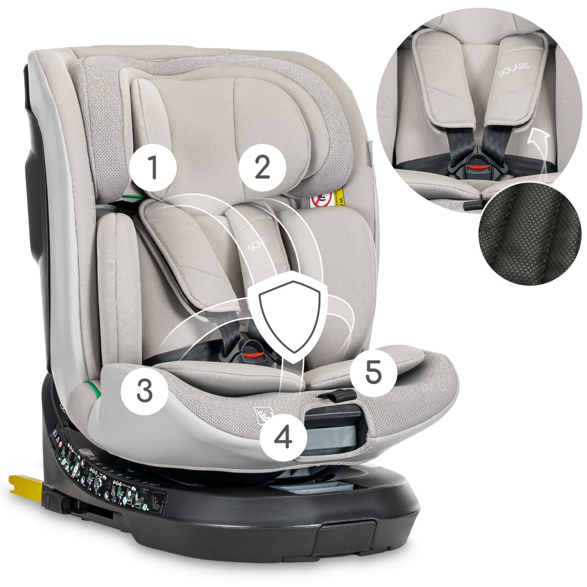 Lorelli Solaris - fotelik i-Size ISOFIX 40-150cm 360 SPS | Beige