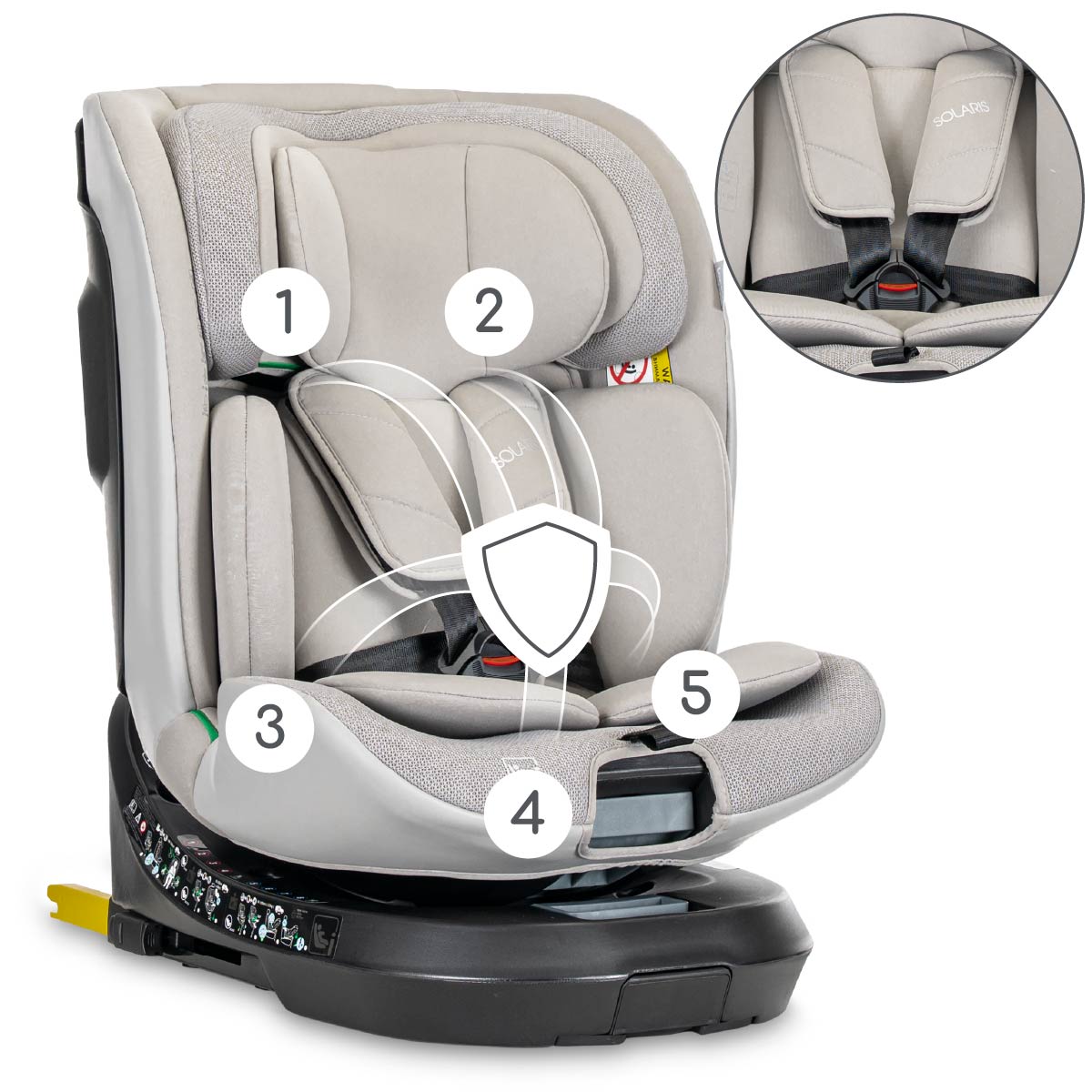 Lorelli Solaris - fotelik i-Size ISOFIX 40-150cm 360 SPS | Grey