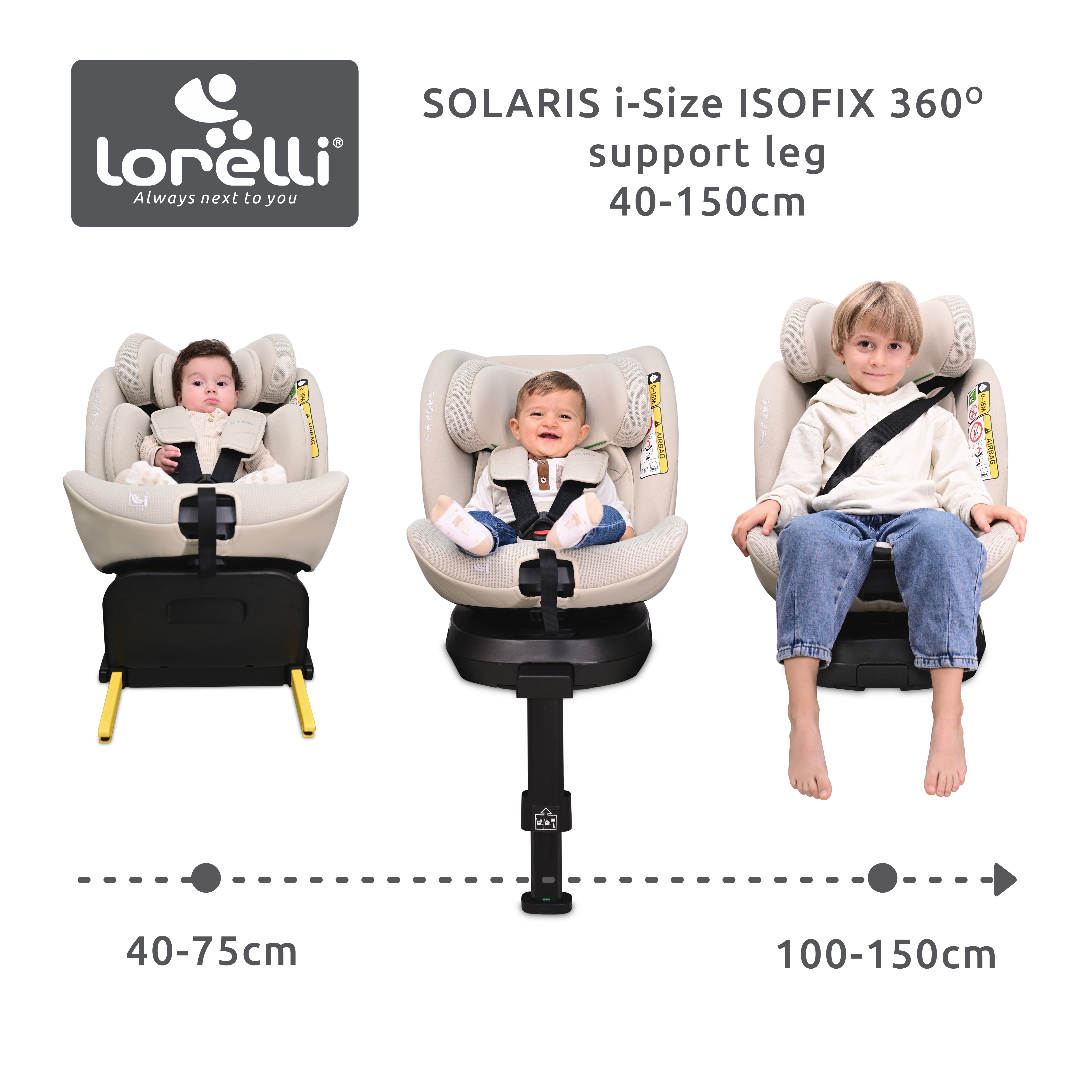 Lorelli Solaris - fotelik i-Size ISOFIX 40-150cm 360 SPS | Grey