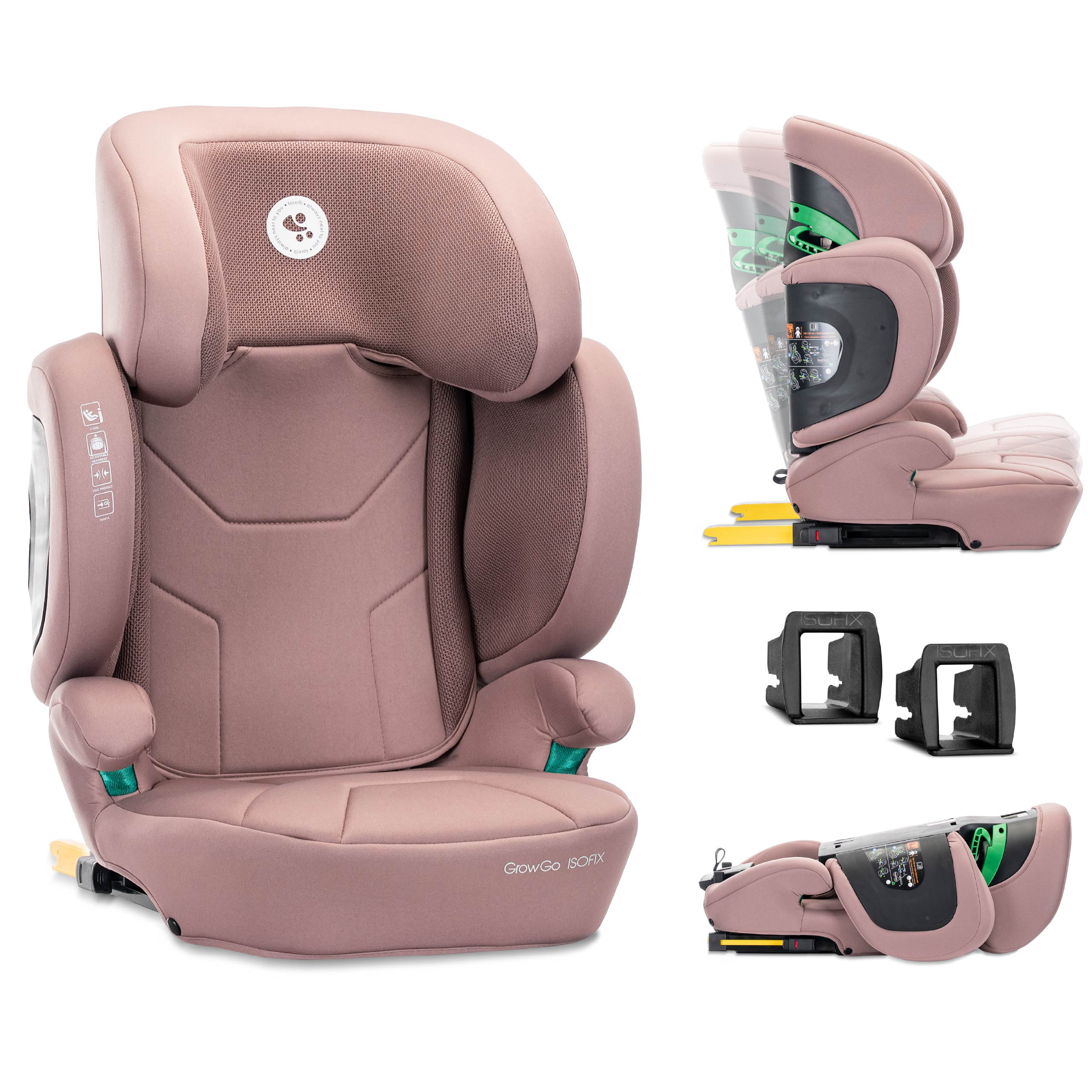 Lorelli Growgo - fotelik składany Isofix 100-150 I-Size | Pink