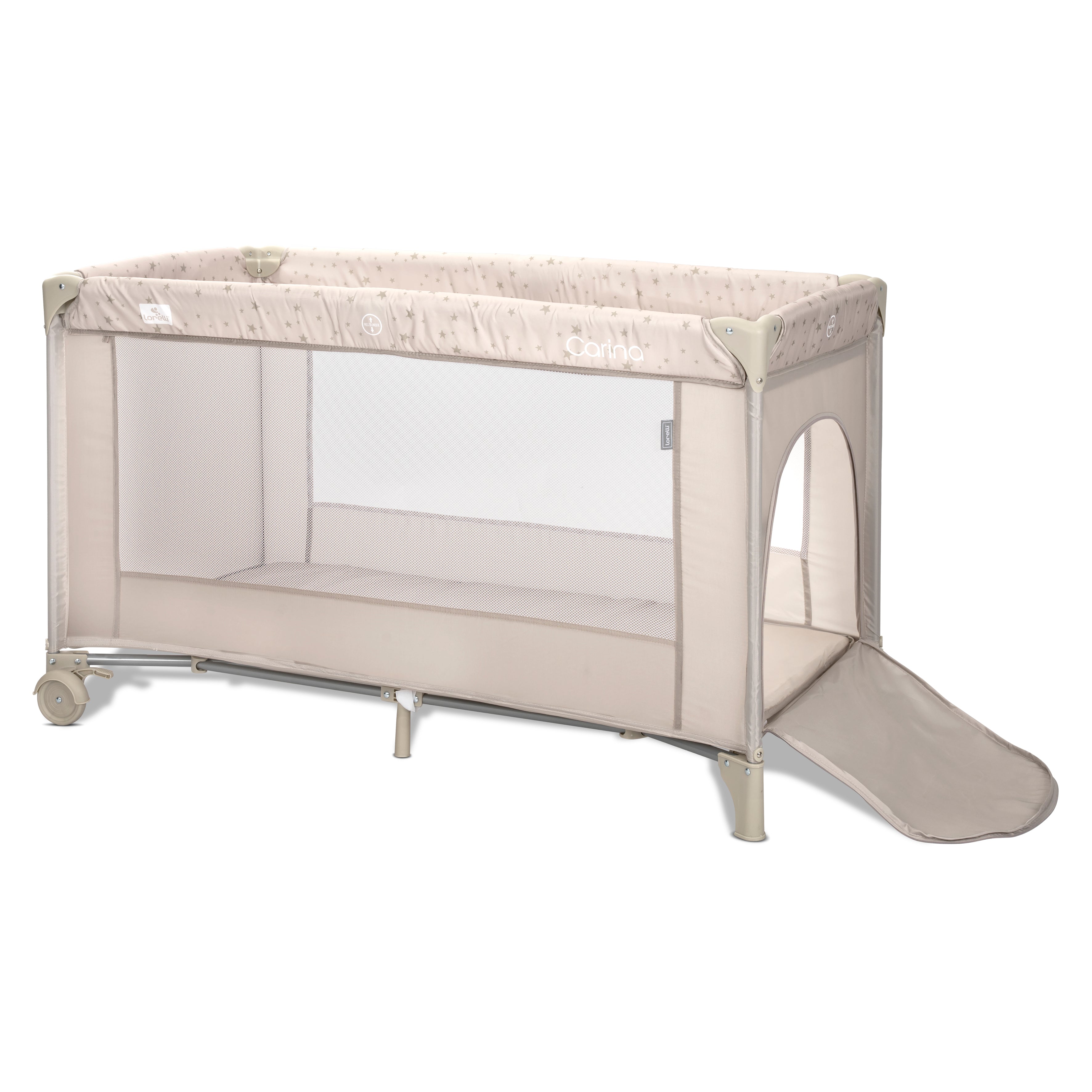 Lorelli Carina - łóżeczko turystyczne 2 poziomowe | Beige Stars