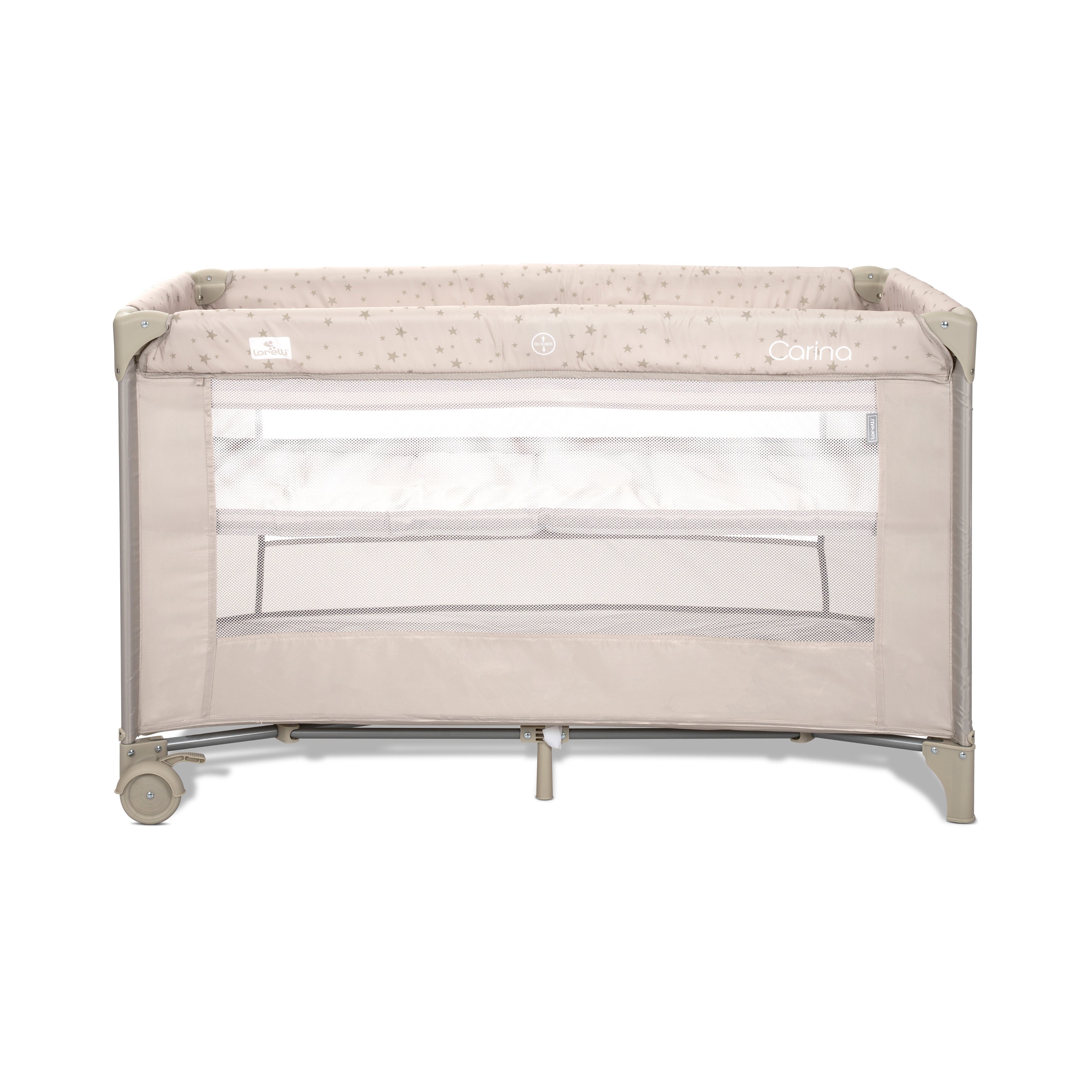 Lorelli Carina - łóżeczko turystyczne 2 poziomowe | Beige Stars