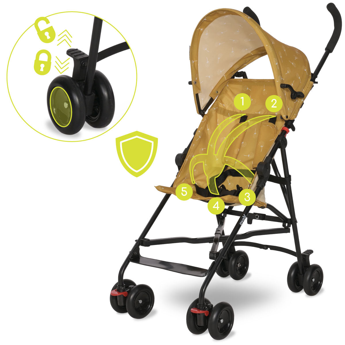 Lorelli Vaya - wózek spacerówka parasolka | Lemon Curry.