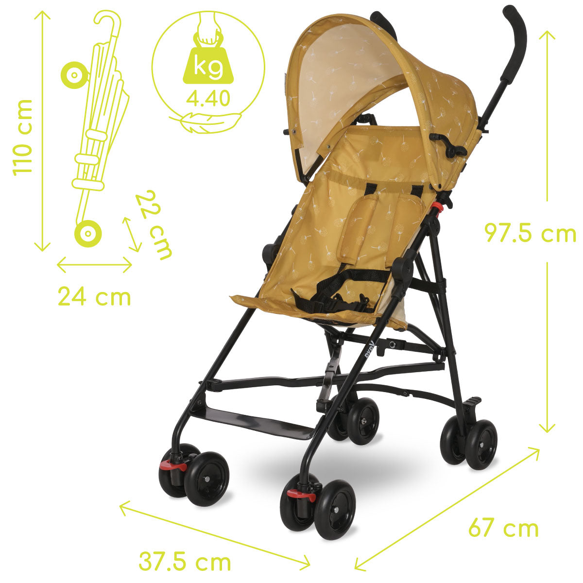 Lorelli Vaya - wózek spacerówka parasolka | Lemon Curry.