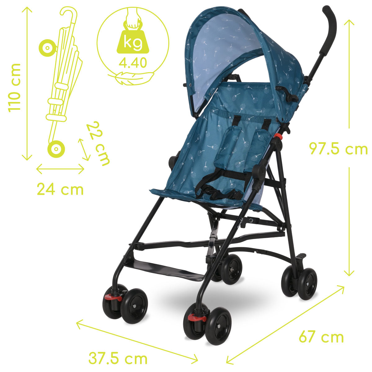 Lorelli Vaya - wózek spacerówka parasolka | Blue Tiles.