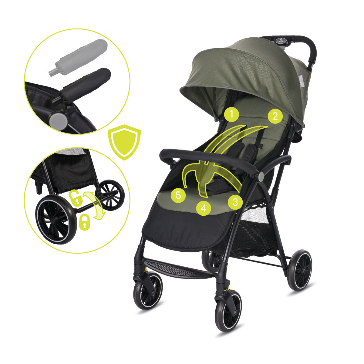 Lorelli Fresh - wózek spacerowy do 22kg | Black Green