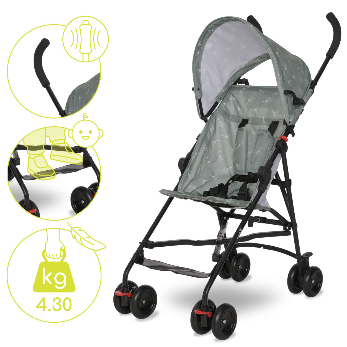 Lorelli Vaya - wózek spacerówka parasolka | Iceberg Green.