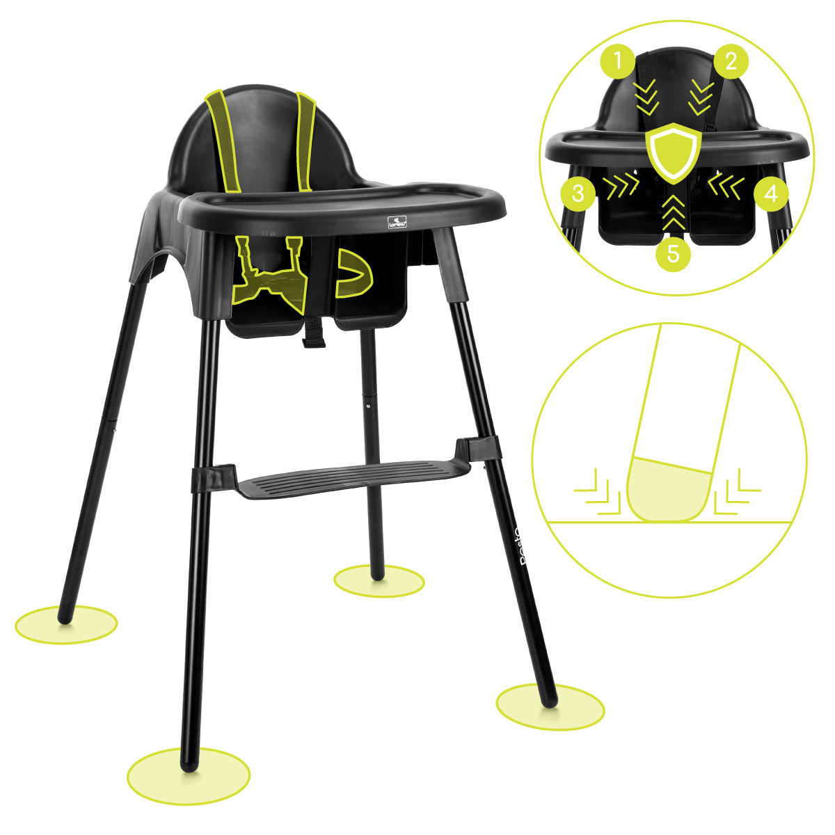 Lorelli Pesto - krzesełko do karmienia | Black.