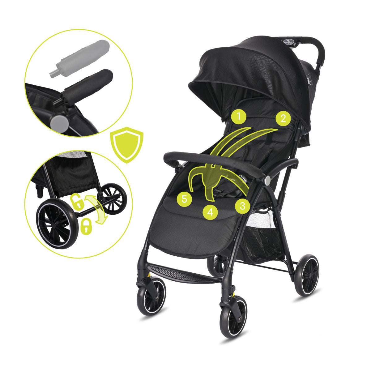 Lorelli Fresh - wózek spacerowy do 22kg | Black Jasper