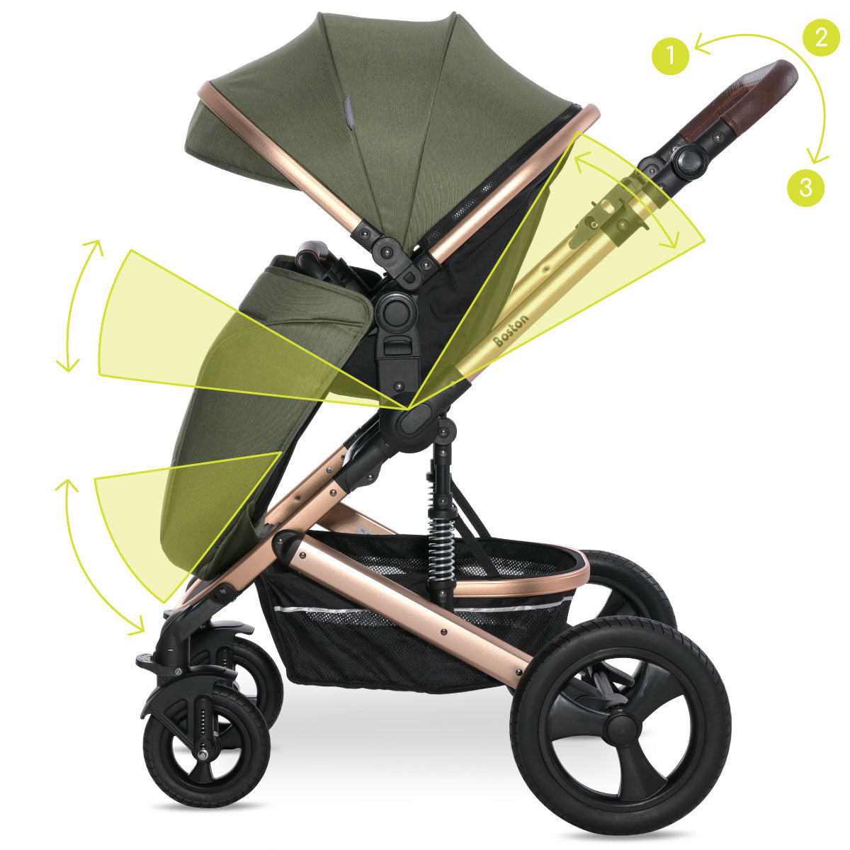 Lorelli Boston - wózek wielofunkcyjny 2w1 | Loden Green + adaptery