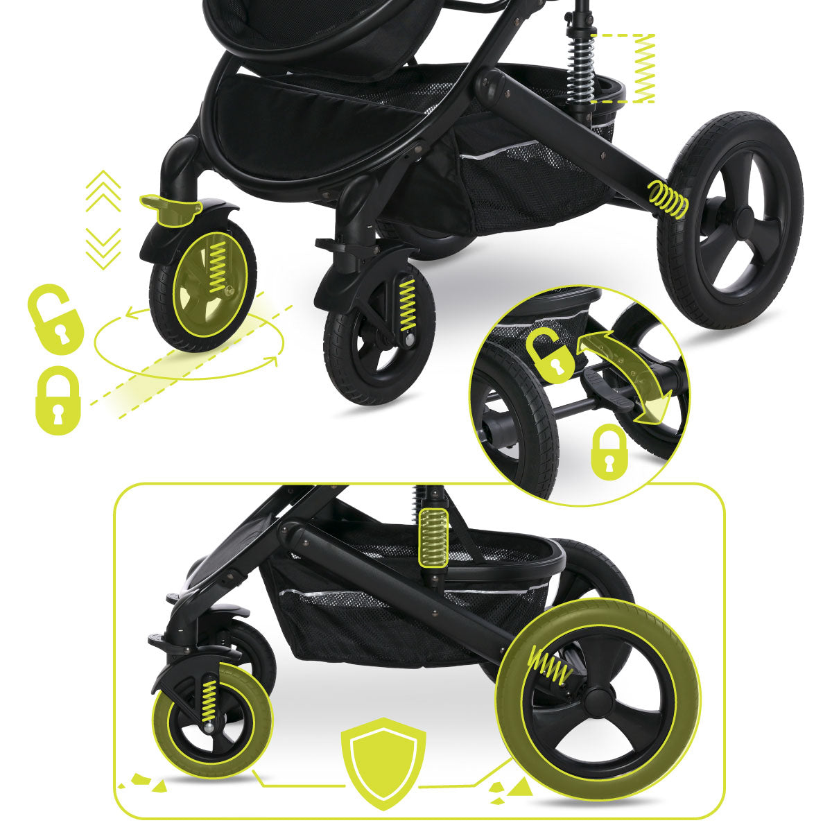 Lorelli Boston - wózek wielofunkcyjny 2w1 | Grey + adaptery