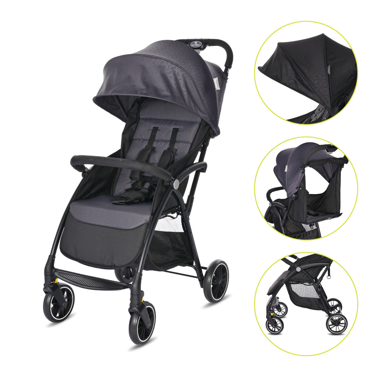Lorelli Fresh - wózek spacerowy do 22kg | Black Grey