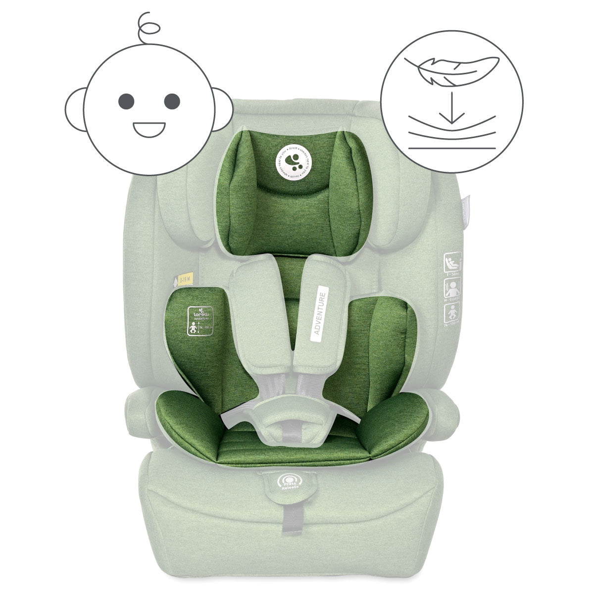 Lorelli Adventure - fotelik i-Size 76-150cm | Green.
