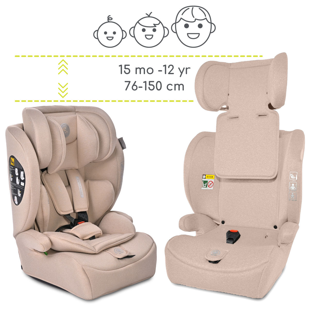 Lorelli Adventure - fotelik i-Size 76-150cm | Beige.