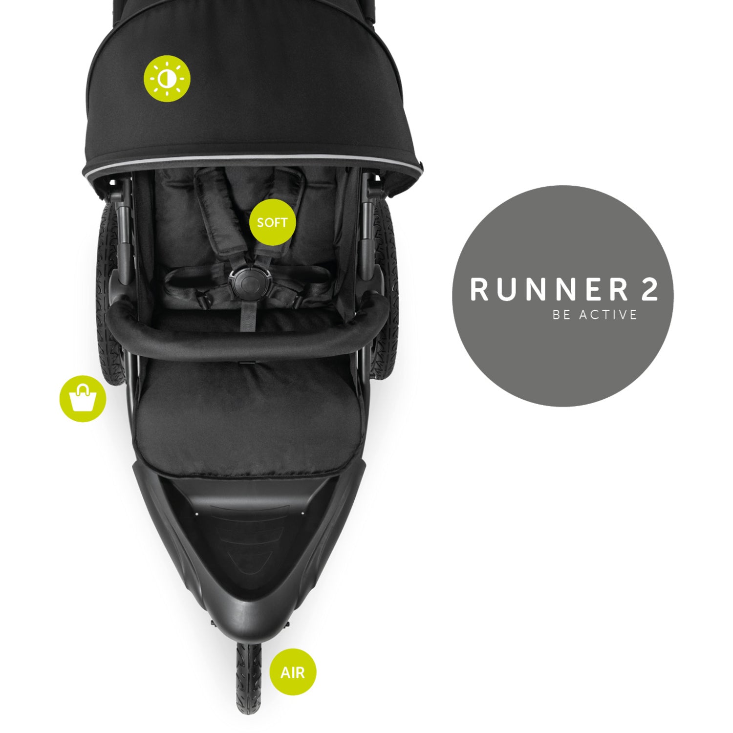 Hauck Runner 2 - wózek biegowy trójkołowy | Black