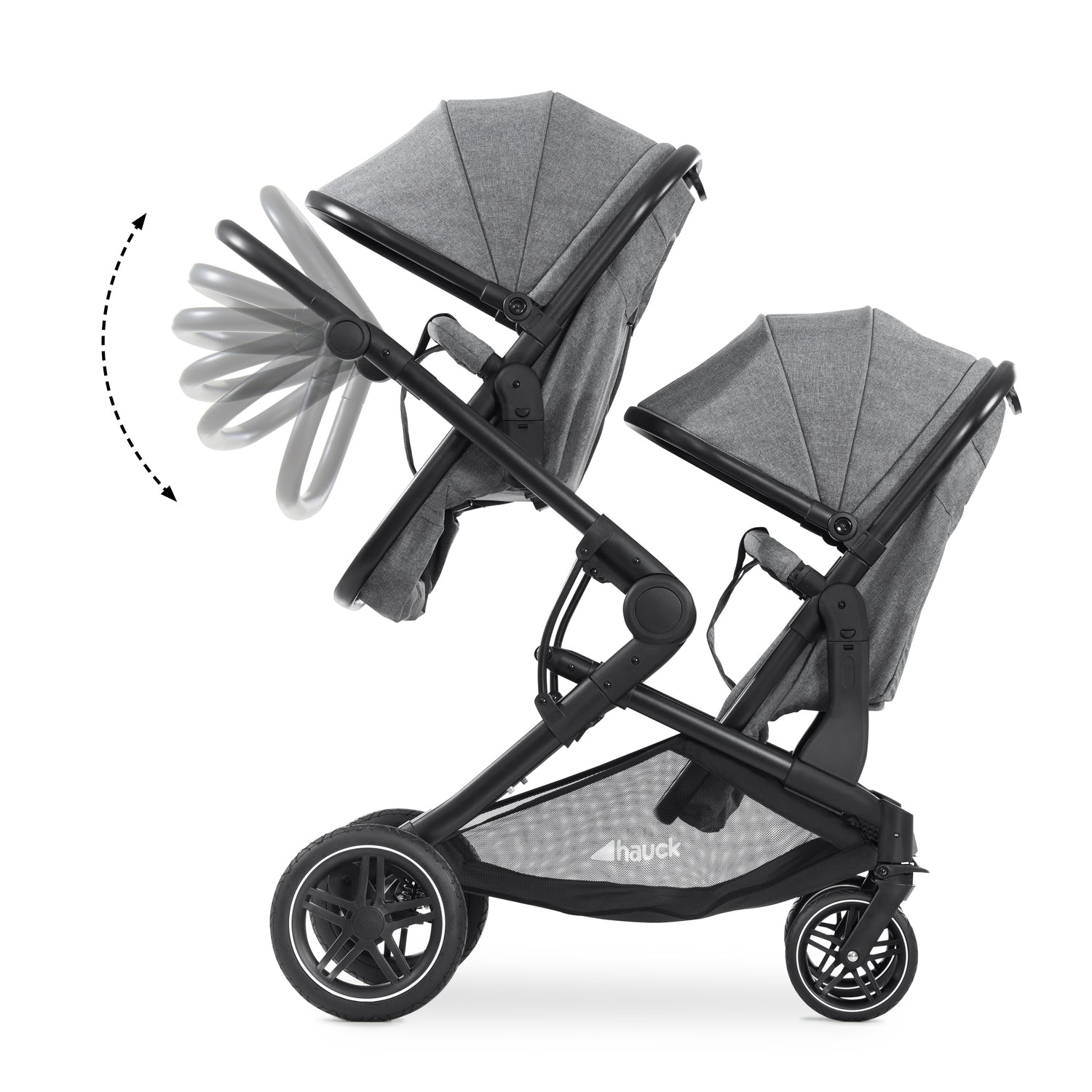 Hauck Atlantic Twin - wózek spacerowy bliźniaczy | Melange Grey
