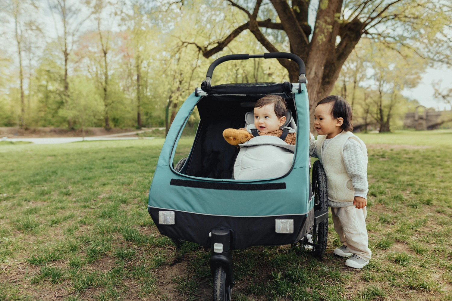 Hauck Dryk Duo - przyczepka rowerowa dwuosobowa | Grey