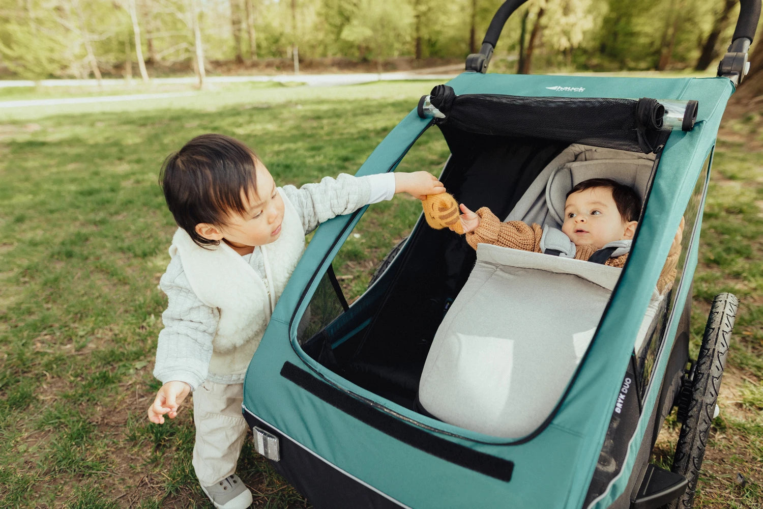 Hauck Dryk Duo - przyczepka rowerowa dwuosobowa | Grey.