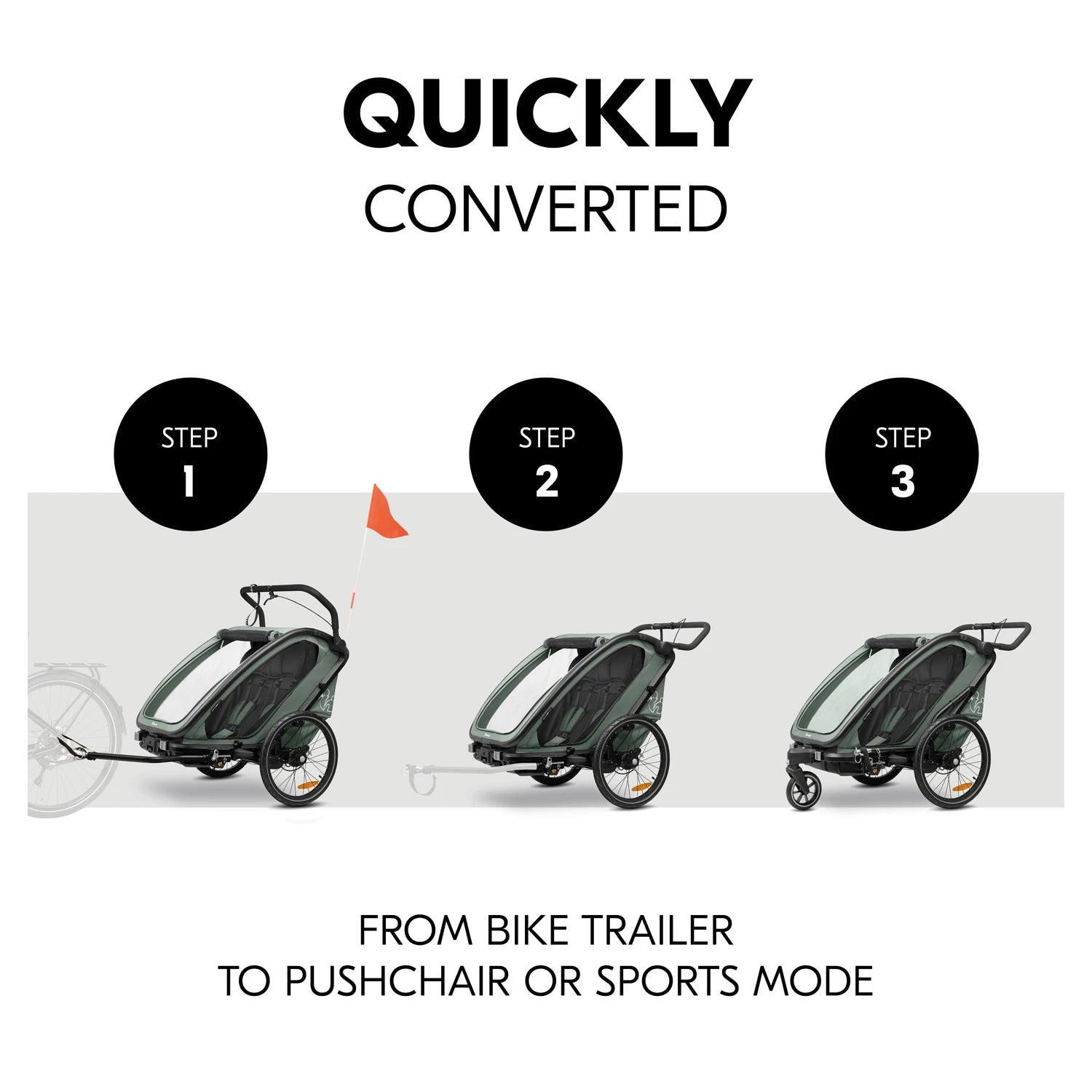 Hauck Bike n Walk duo - przyczepka rowerowa dwuosobowa | Dark Green.