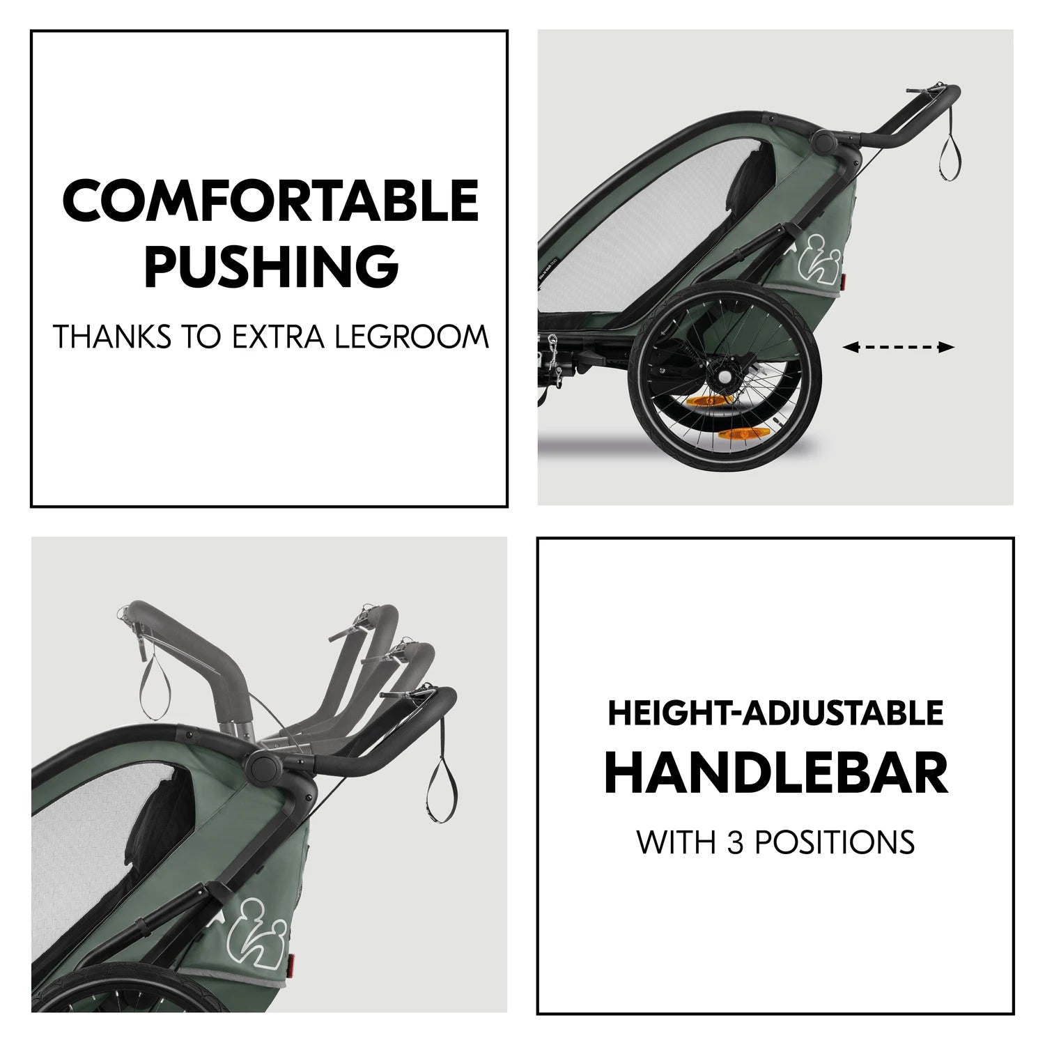 Hauck Bike n Walk duo - przyczepka rowerowa dwuosobowa | Dark Green.