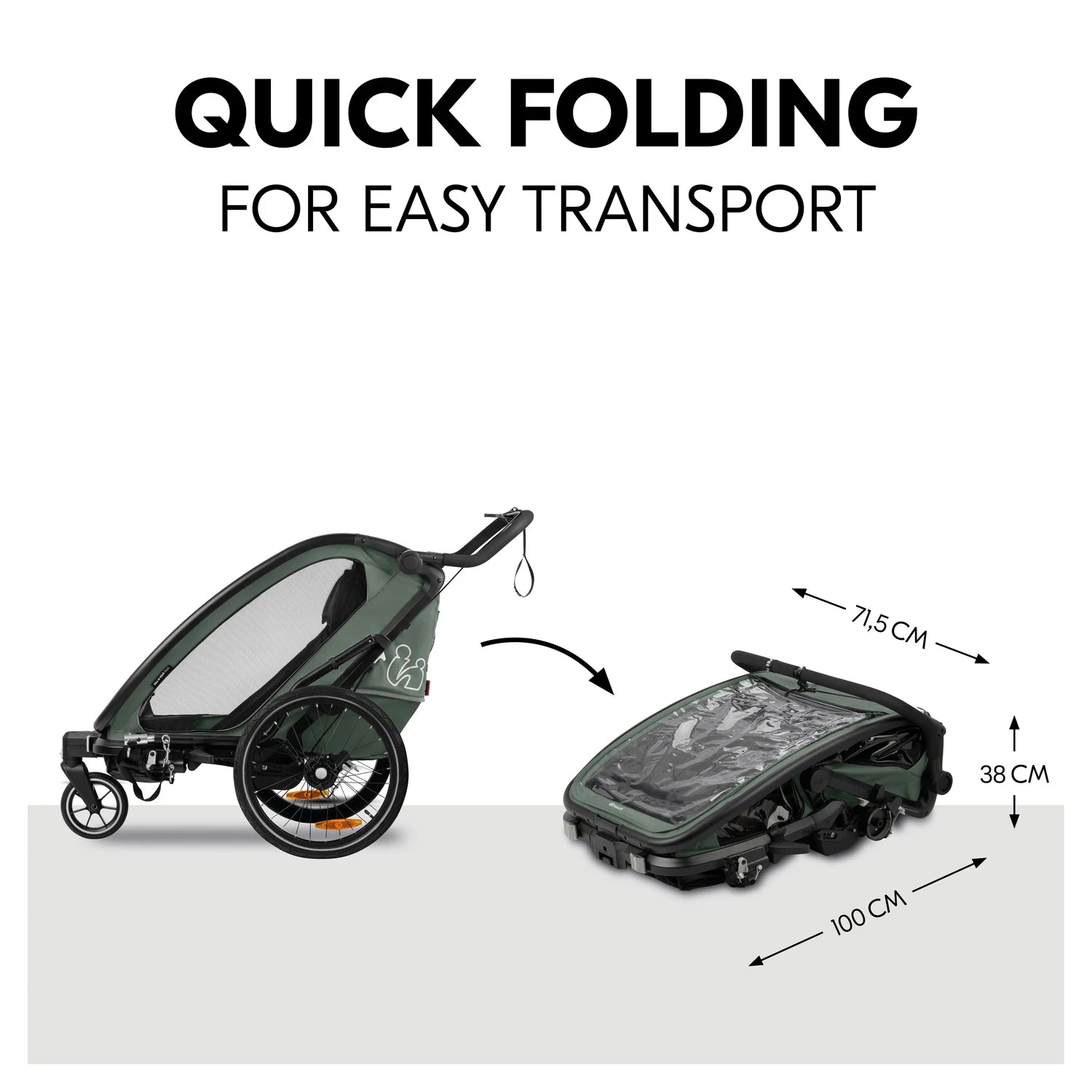 Hauck Bike n Walk duo - przyczepka rowerowa dwuosobowa | Dark Green.