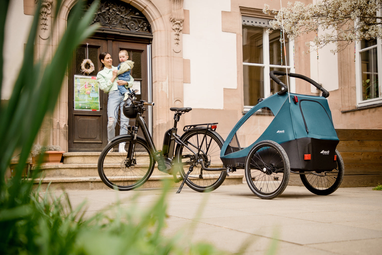 Hauck Dryk Duo - przyczepka rowerowa dwuosobowa | Ocean Green