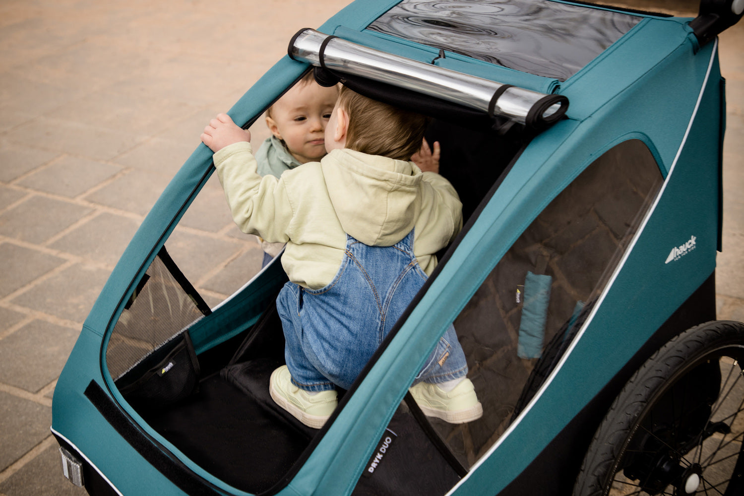 Hauck Dryk Duo - przyczepka rowerowa dwuosobowa | Ocean Green