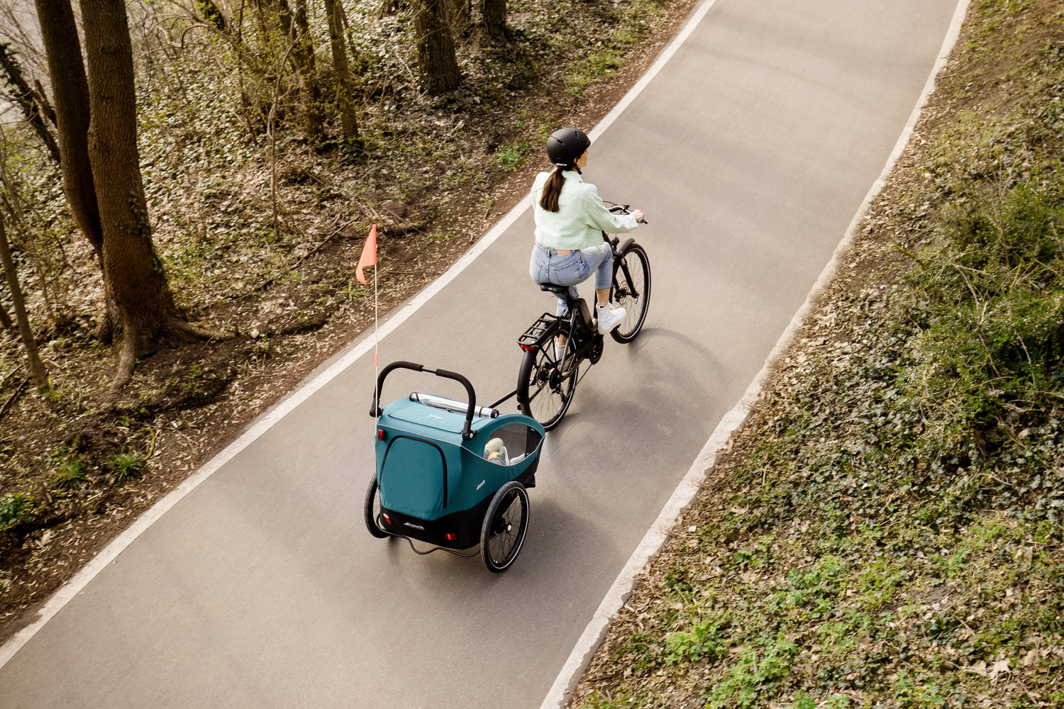 Hauck Dryk Duo - przyczepka rowerowa dwuosobowa | Ocean Green.