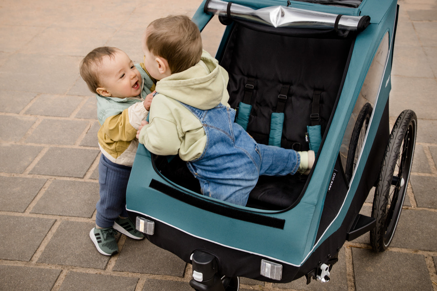 Hauck Dryk Duo - przyczepka rowerowa dwuosobowa | Ocean Green