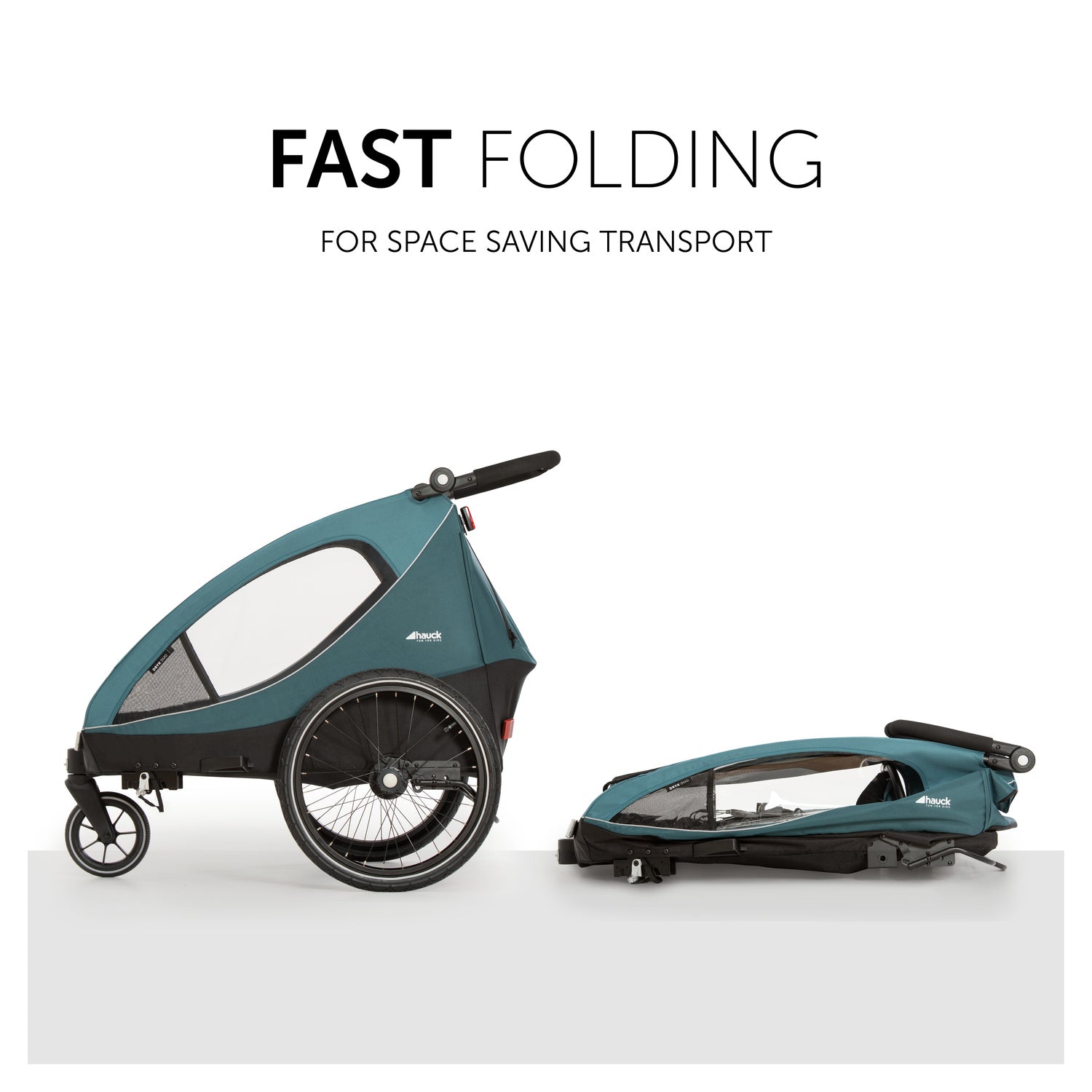 Hauck Dryk Duo - przyczepka rowerowa dwuosobowa | Ocean Green