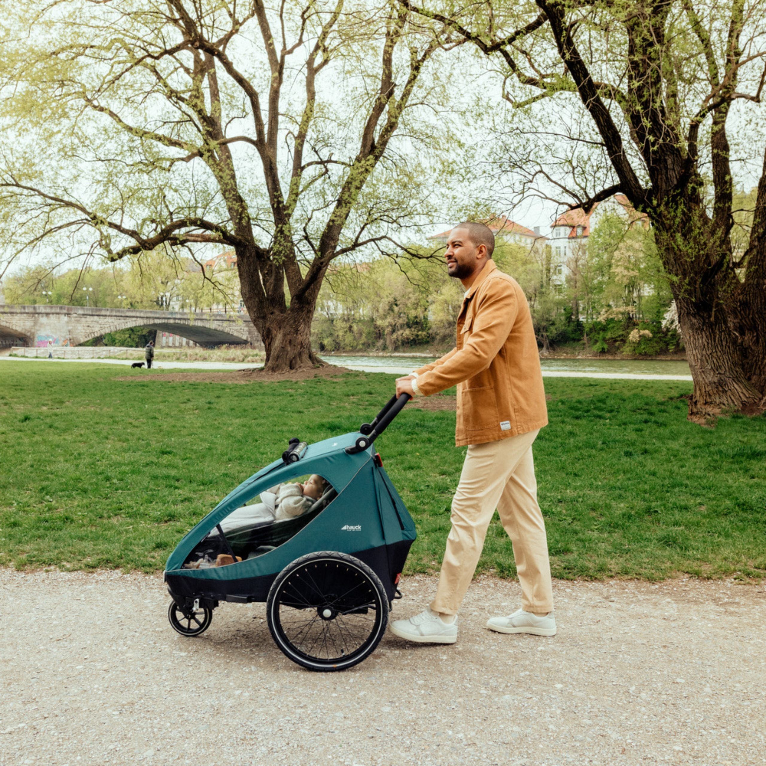 Hauck Dryk Duo - przyczepka rowerowa dwuosobowa | Melange Grey.