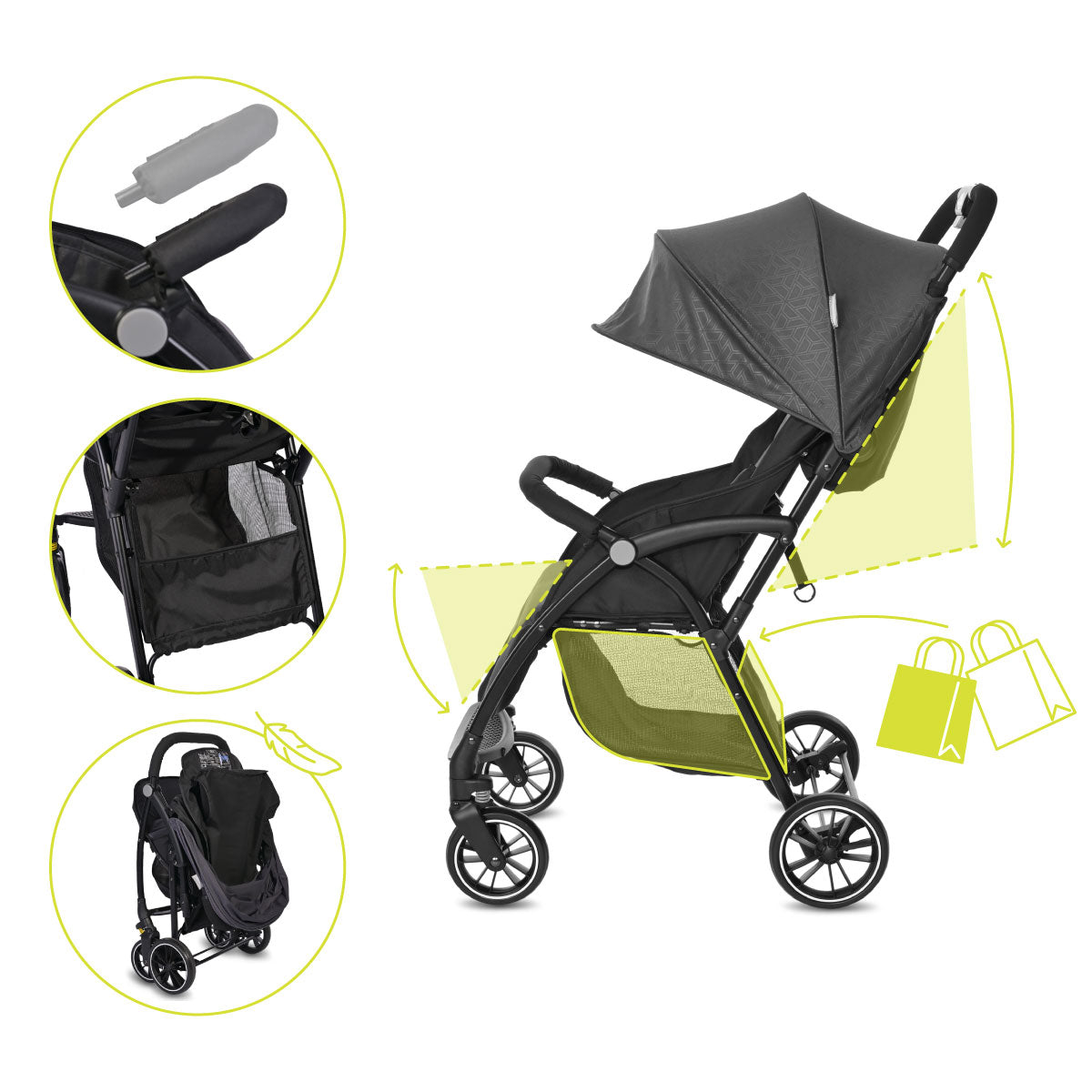 Lorelli Fresh - wózek spacerowy do 22kg | Black Grey