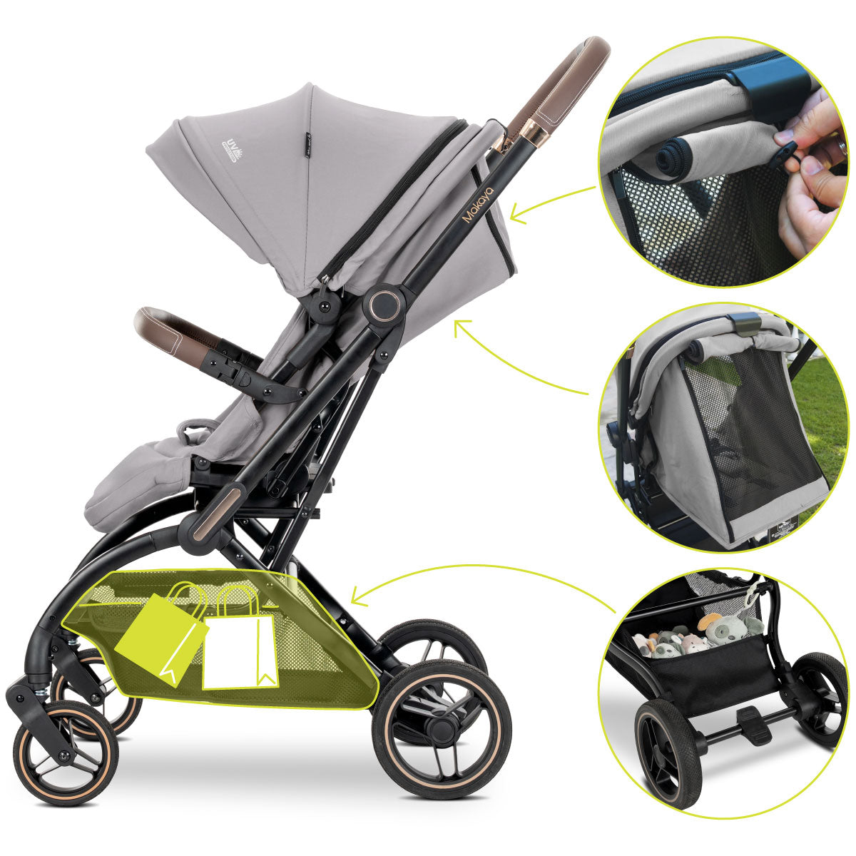 Lorelli Makaya - wózek spacerowy do 22kg obrotowy 360 | Grey