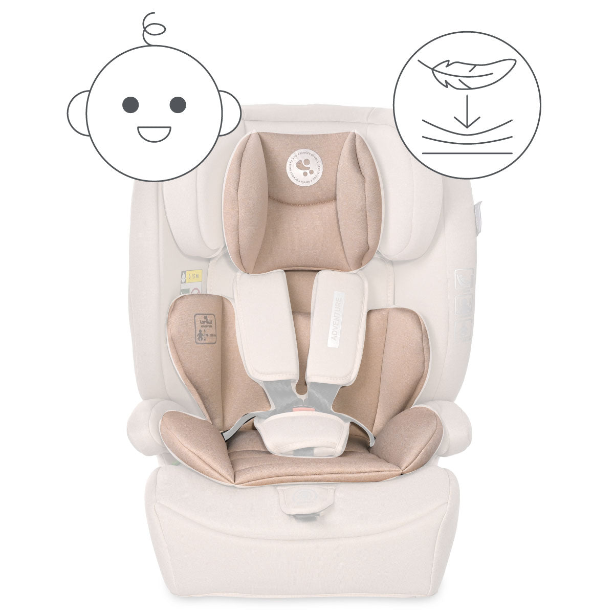 Lorelli Adventure - fotelik i-Size 76-150cm | Beige.
