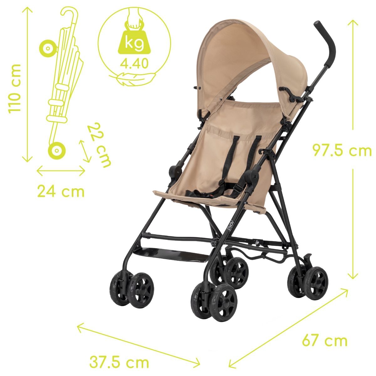 Lorelli Vaya - wózek spacerówka parasolka do 22kg | Beige.
