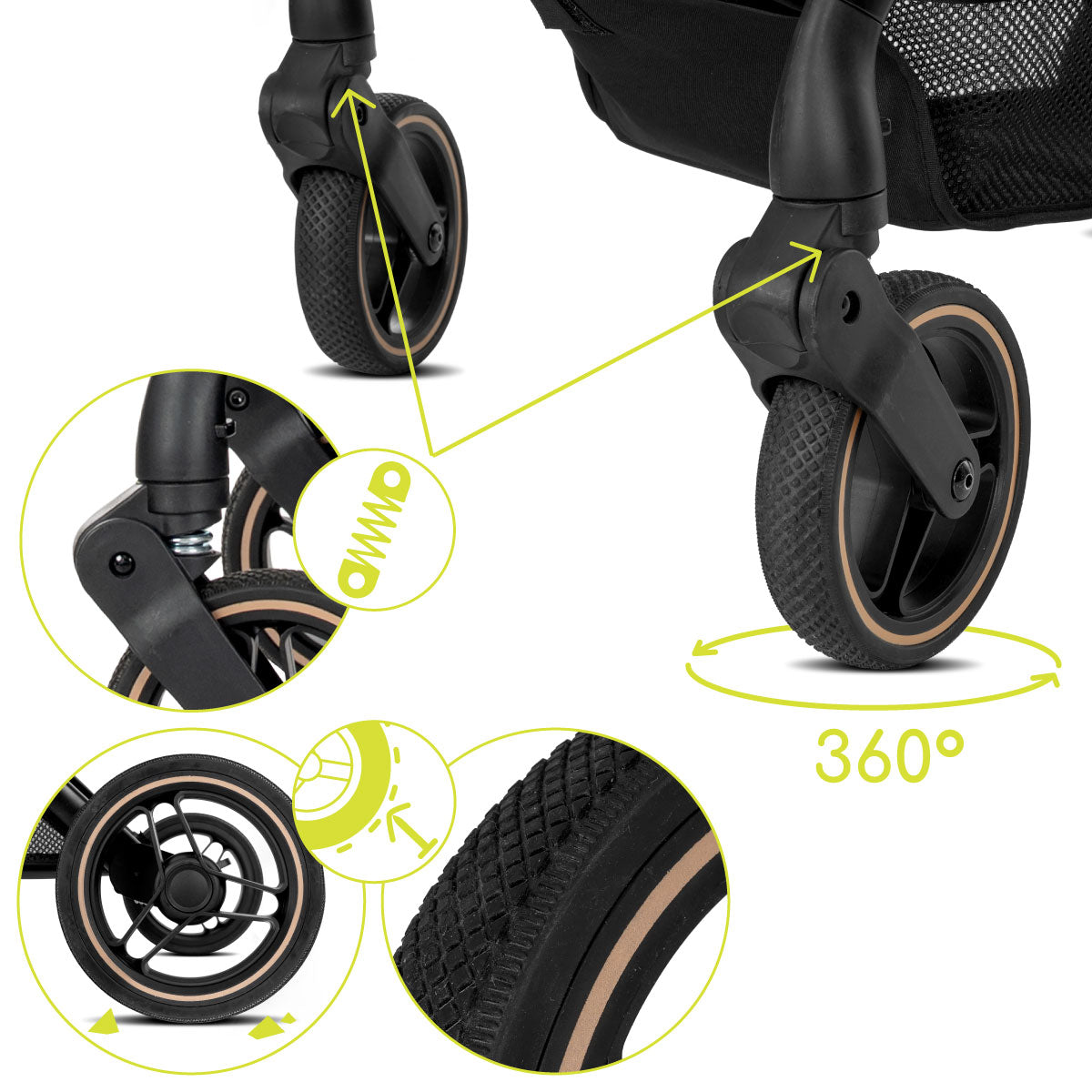 Lorelli Makaya - wózek spacerowy do 22kg obrotowy 360 | Black