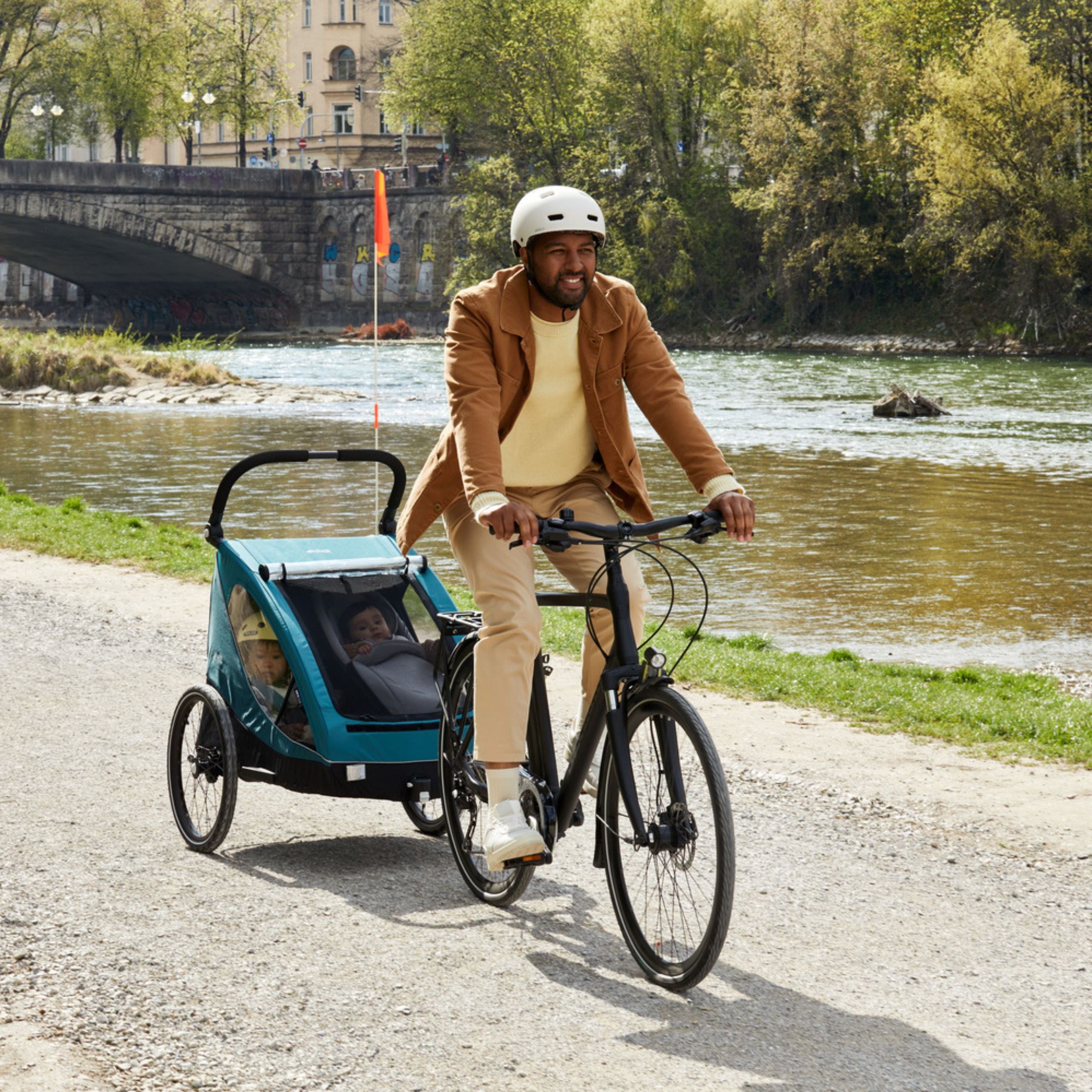 Hauck Dryk Duo - przyczepka rowerowa dwuosobowa | Melange Grey.