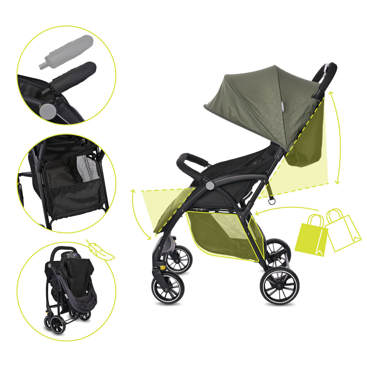 Lorelli Fresh - wózek spacerowy do 22kg | Black Green