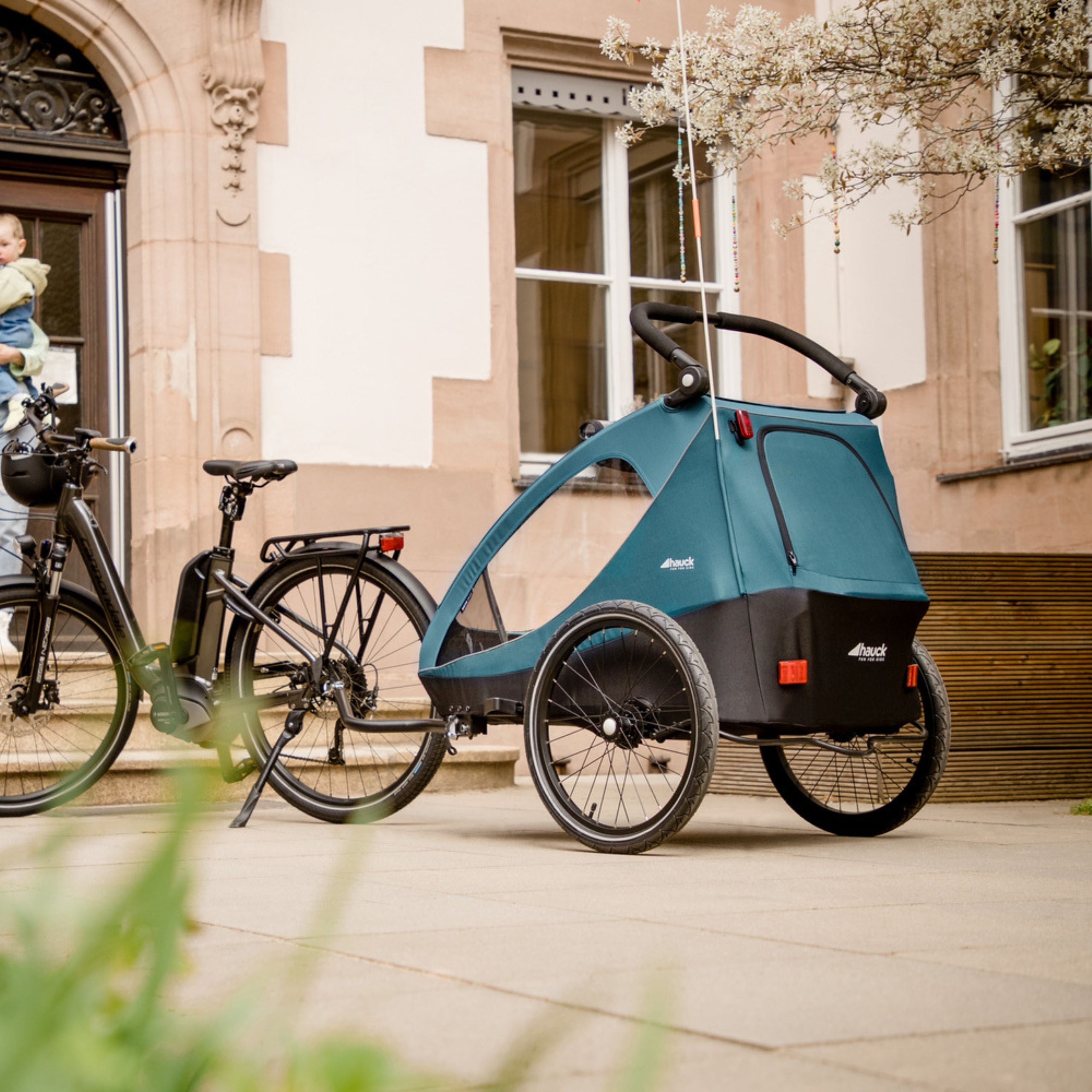 Hauck Dryk Duo - przyczepka rowerowa dwuosobowa | Grey.