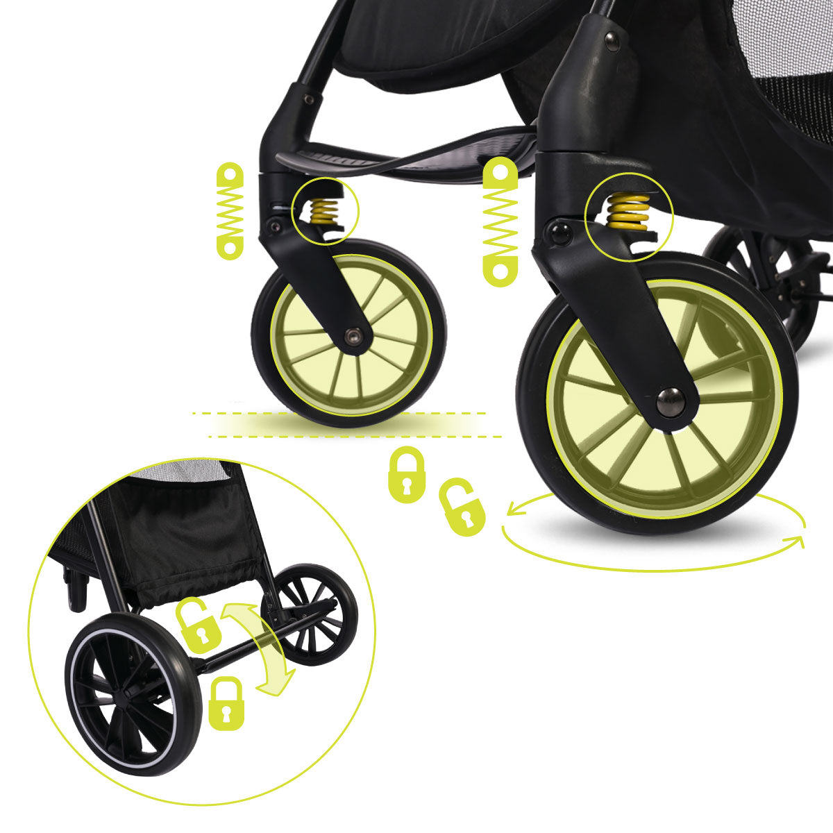 Lorelli Fresh - wózek spacerowy do 22kg | Black Grey