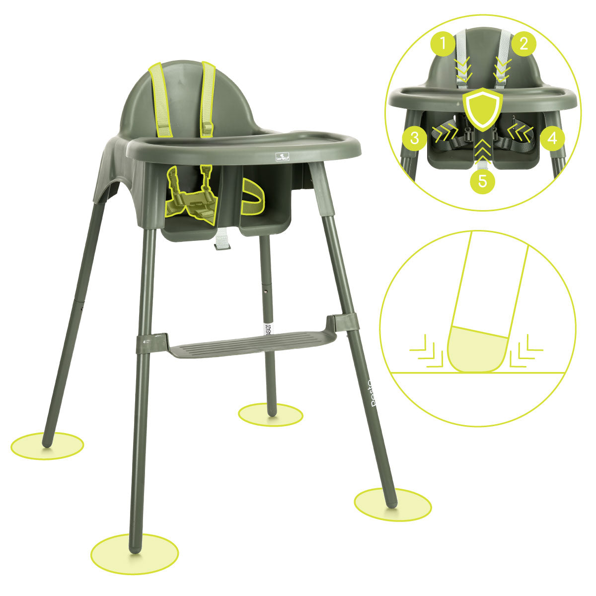 Lorelli Pesto - krzesełko do karmienia | Green.